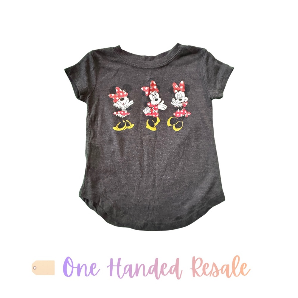 🌹 Disney Kids Dark Grey Minnie Mouse Poses T-Shirt Top Girls 2T